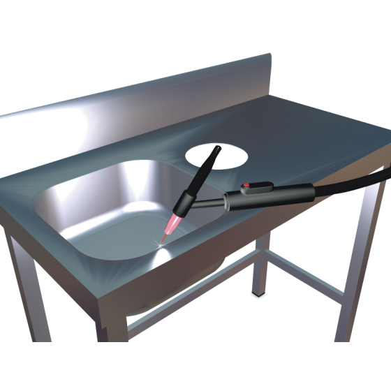 Fricosmos Fregadero inox soldado a mesa mano derecha