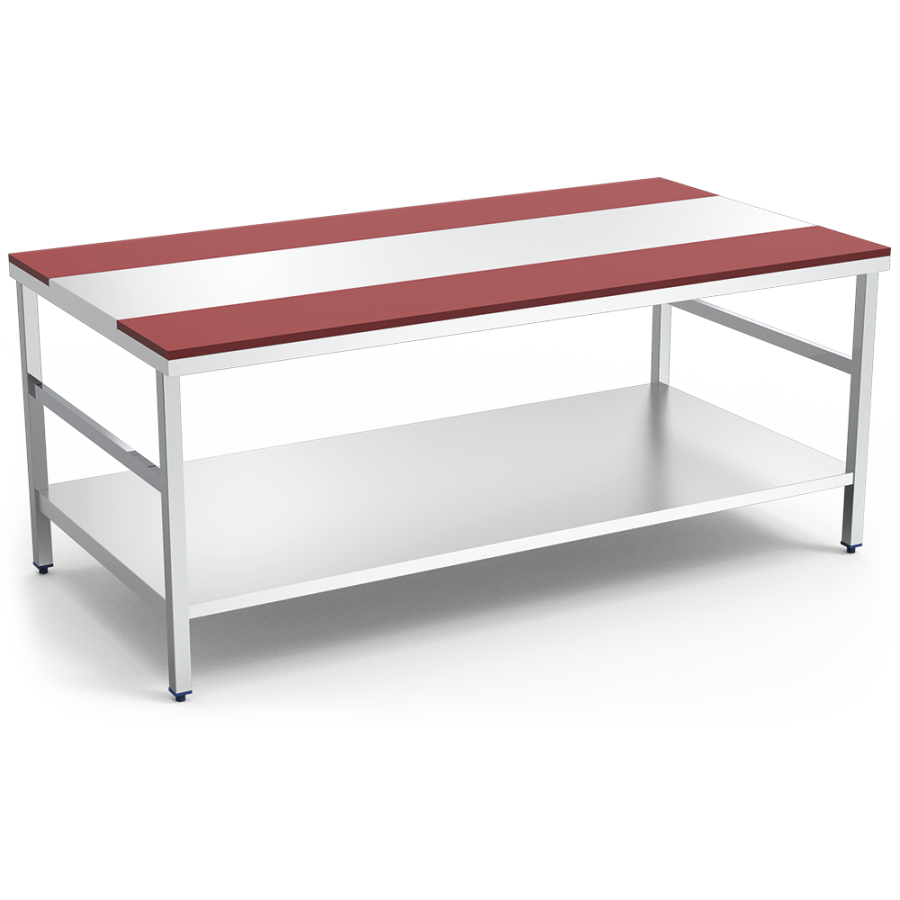 Fricosmos Mesa de despiece roja con entrepaño 1500 mm