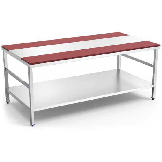 Fricosmos Mesa de Despiece Roja con Entrepaño 2000 mm