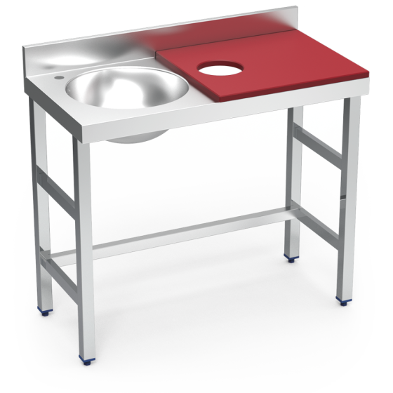Fricosmos Mesa de Preparación y Lavado Inox Roja 1000 mm
