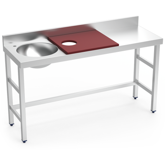 Fricosmos Mesa inox de preparación y lavado roja 1500 mm