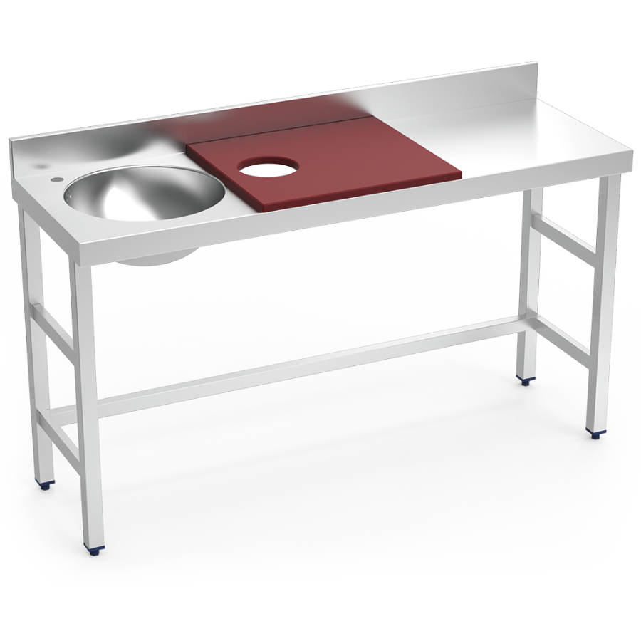 Fricosmos Mesa inox de preparación y lavado roja 1500 mm