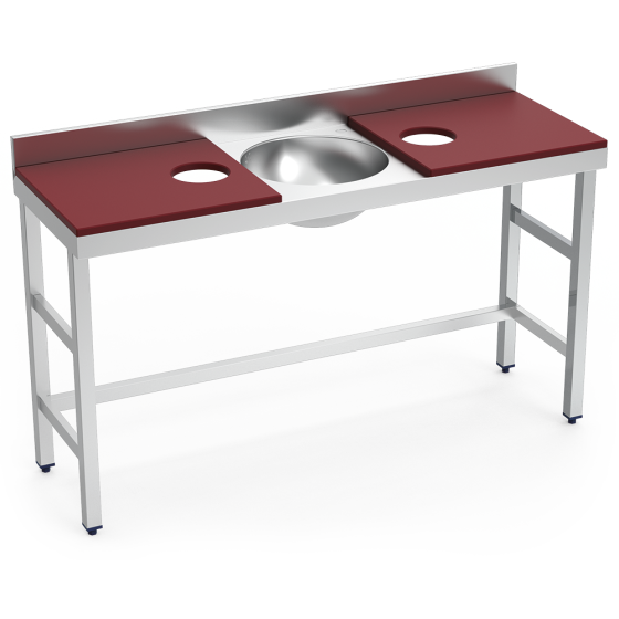 Fricosmos Mesa inox doble de preparación y lavado roja