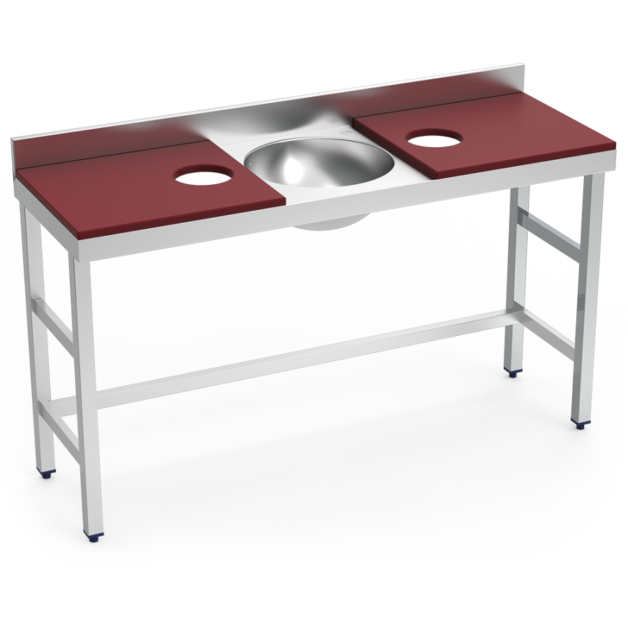 Fricosmos Mesa inox doble de preparación y lavado roja
