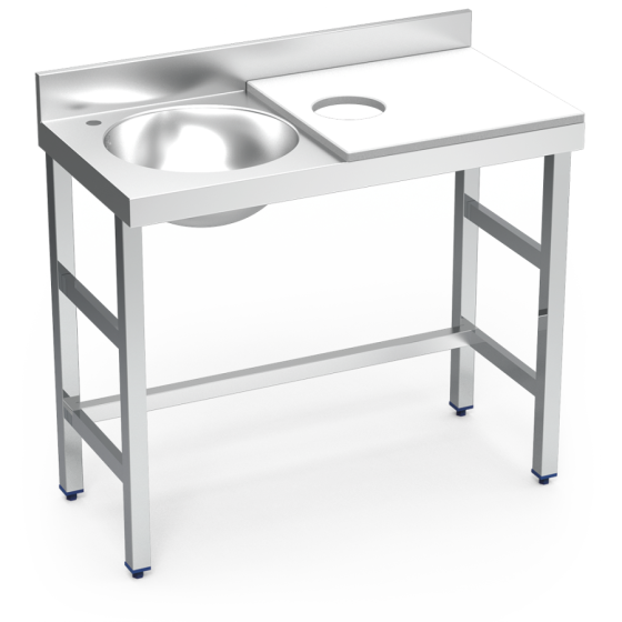 Fricosmos Mesa de preparación inox blanca con cubeta izquierda