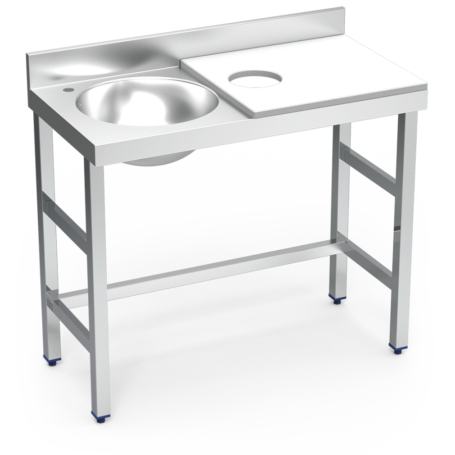 Fricosmos Mesa de preparación inox blanca con cubeta izquierda