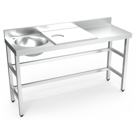 Fricosmos Mesa de lavado inox blanca 1500 mm con cubeta izquierda
