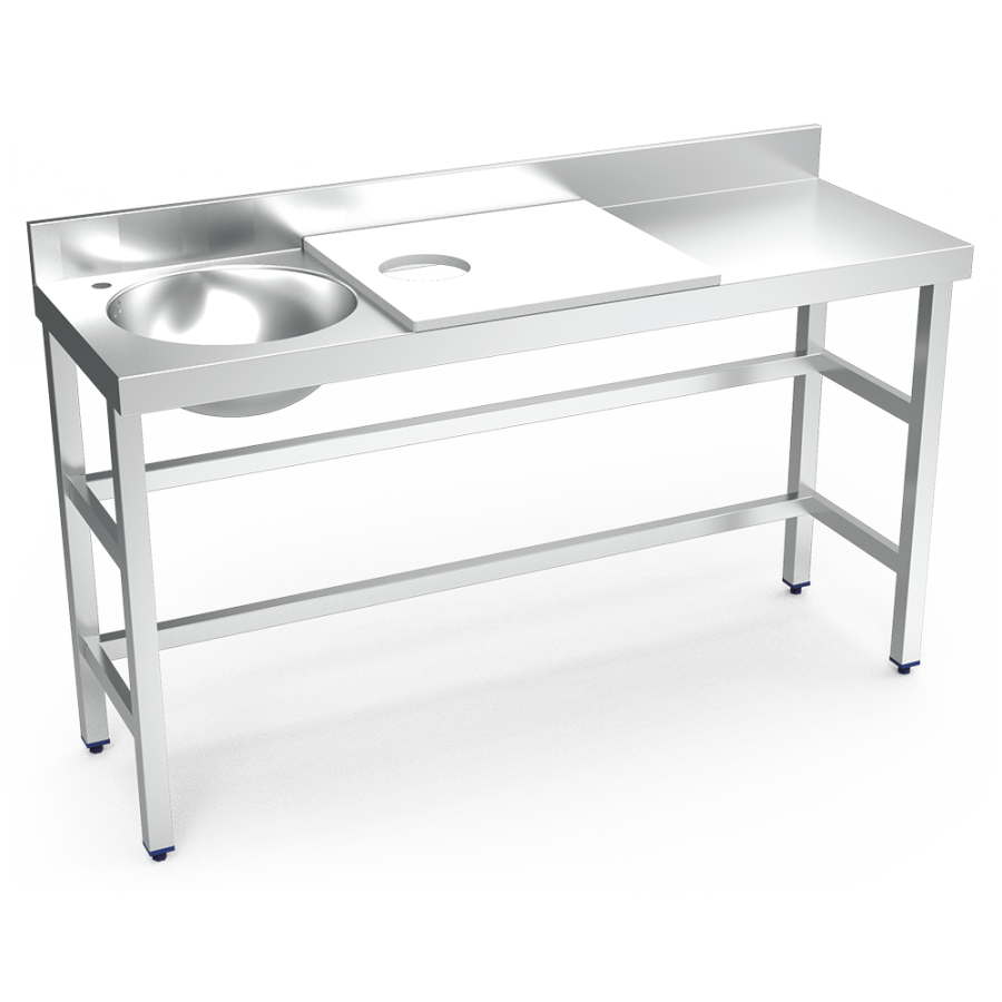 Fricosmos Mesa de lavado inox blanca 1500 mm con cubeta izquierda