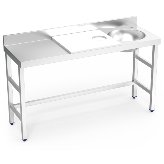 Fricosmos Mesa de preparación y lavado inox blanca 1500 mm