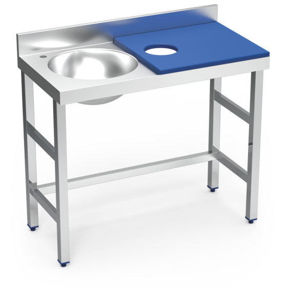 Fricosmos Mesa de preparación y lavado inox azul 1000 mm
