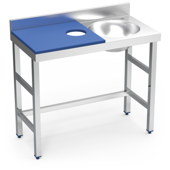 Fricosmos Mesa de preparación y lavado inox azul cubeta derecha