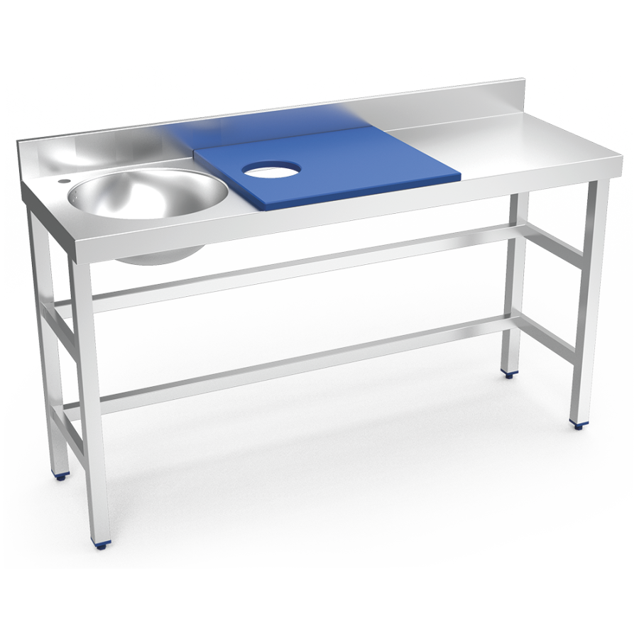 Fricosmos Mesa de preparación y lavado inox azul 1500 mm