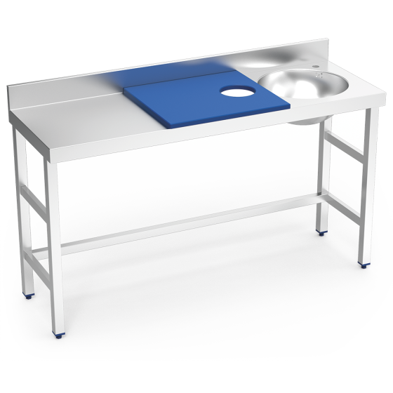 Fricosmos Mesa de Preparación y Lavado Inox Azul Cubeta Derecha