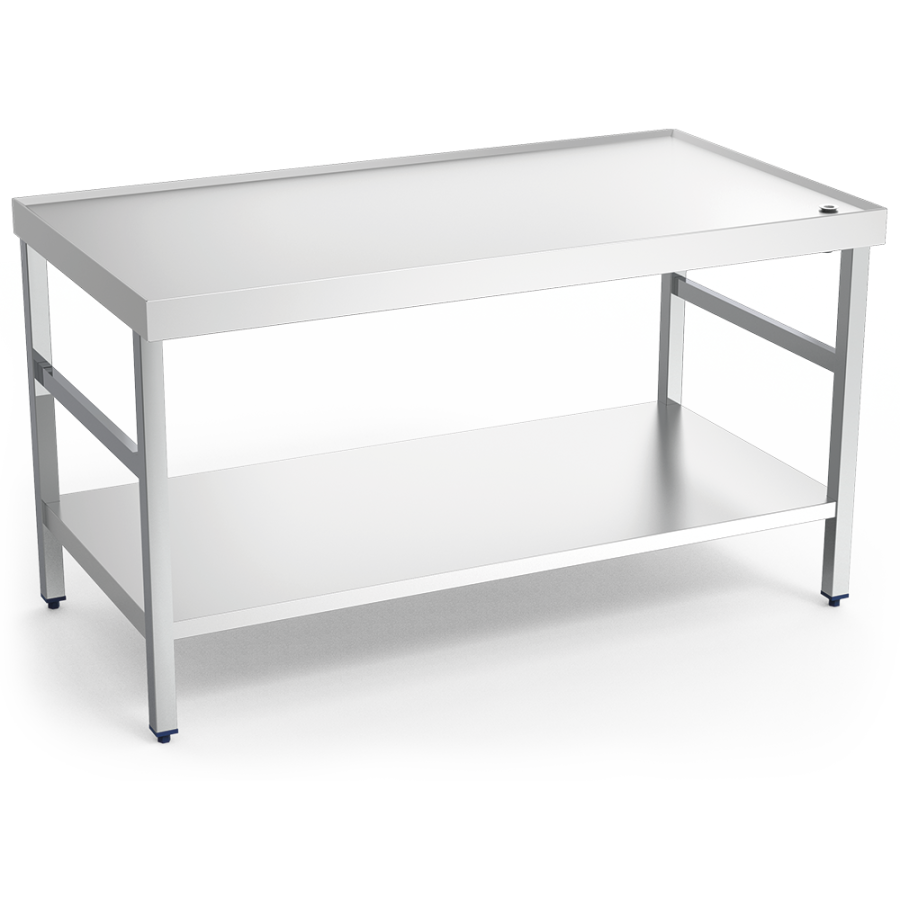 Fricosmos Mesa central inox con reborde, desagüe y entrepaño