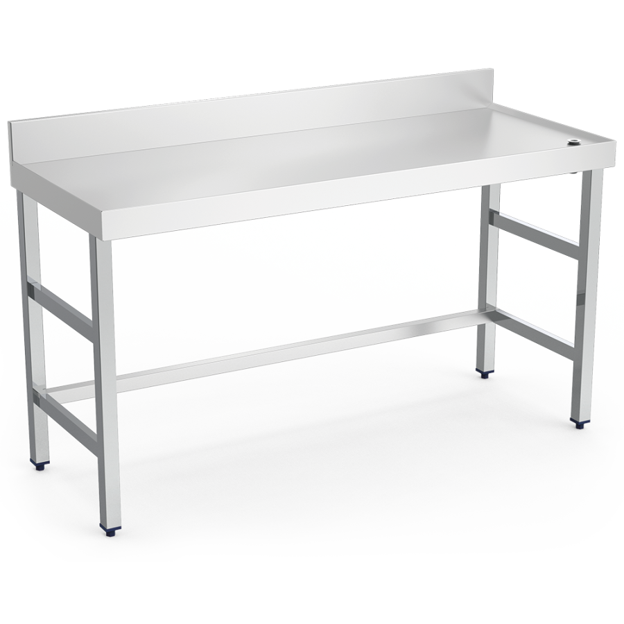 Fricosmos Mesa mural inox con reborde y desagüe 1500x800x850