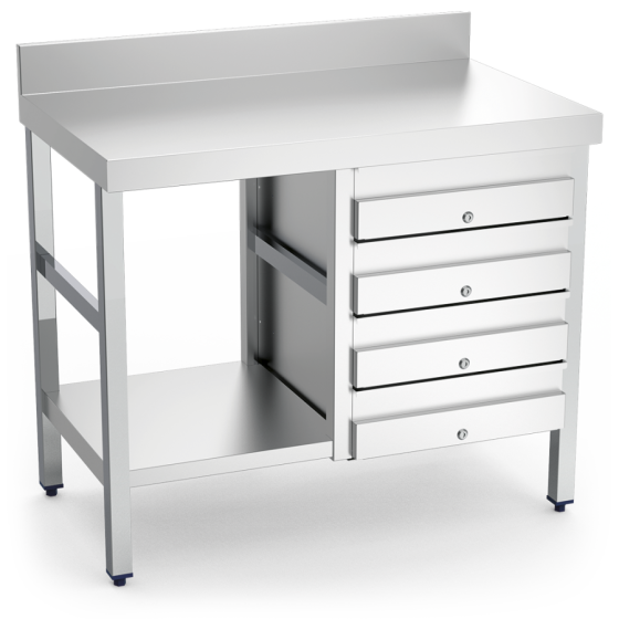 Fricosmos Mesa mural inox con 4 cajones derecha 1000 mm