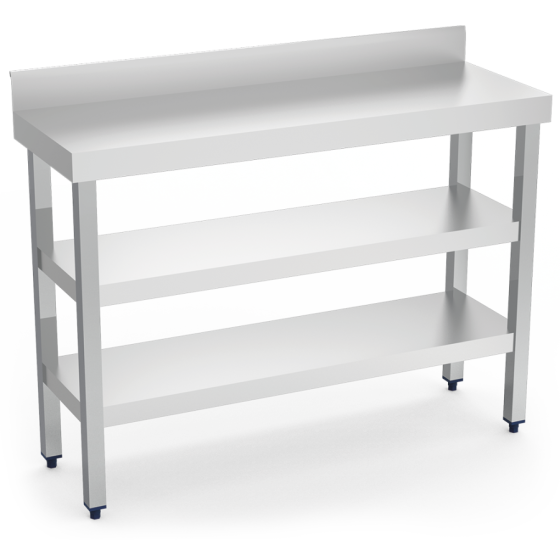 Fricosmos Mesa mural inox con 2 entrepaños 1000x400x850 mm