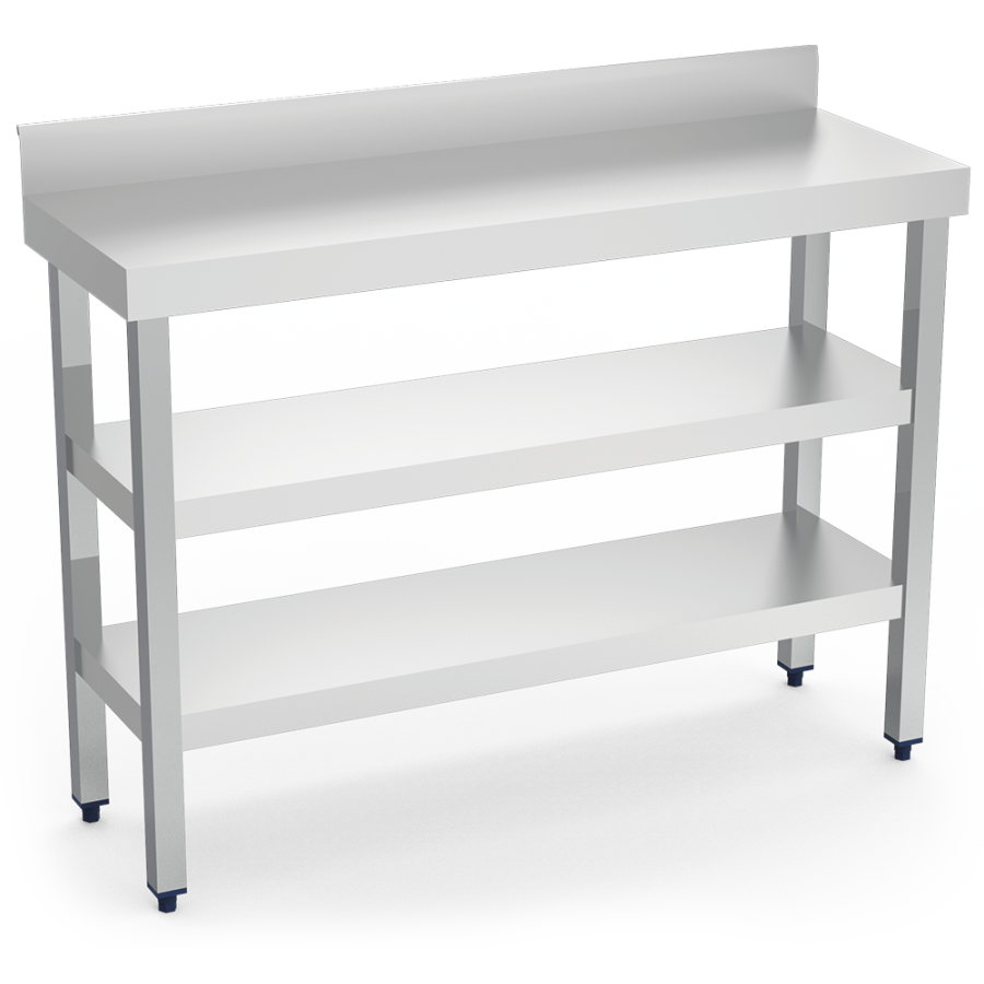 Fricosmos Mesa mural inox con 2 entrepaños 1200x400x850 mm