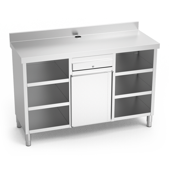 Fricosmos mueble cafetero inox doble con cajón y entrepaños