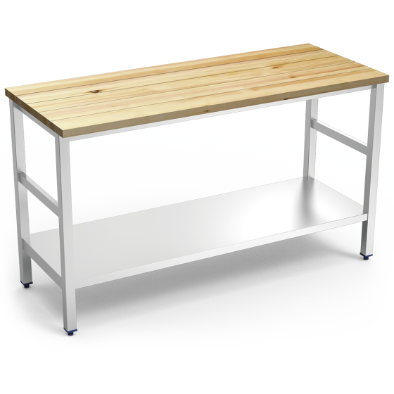 Fricosmos - Isla de cocina inox con encimera de madera 1500x600