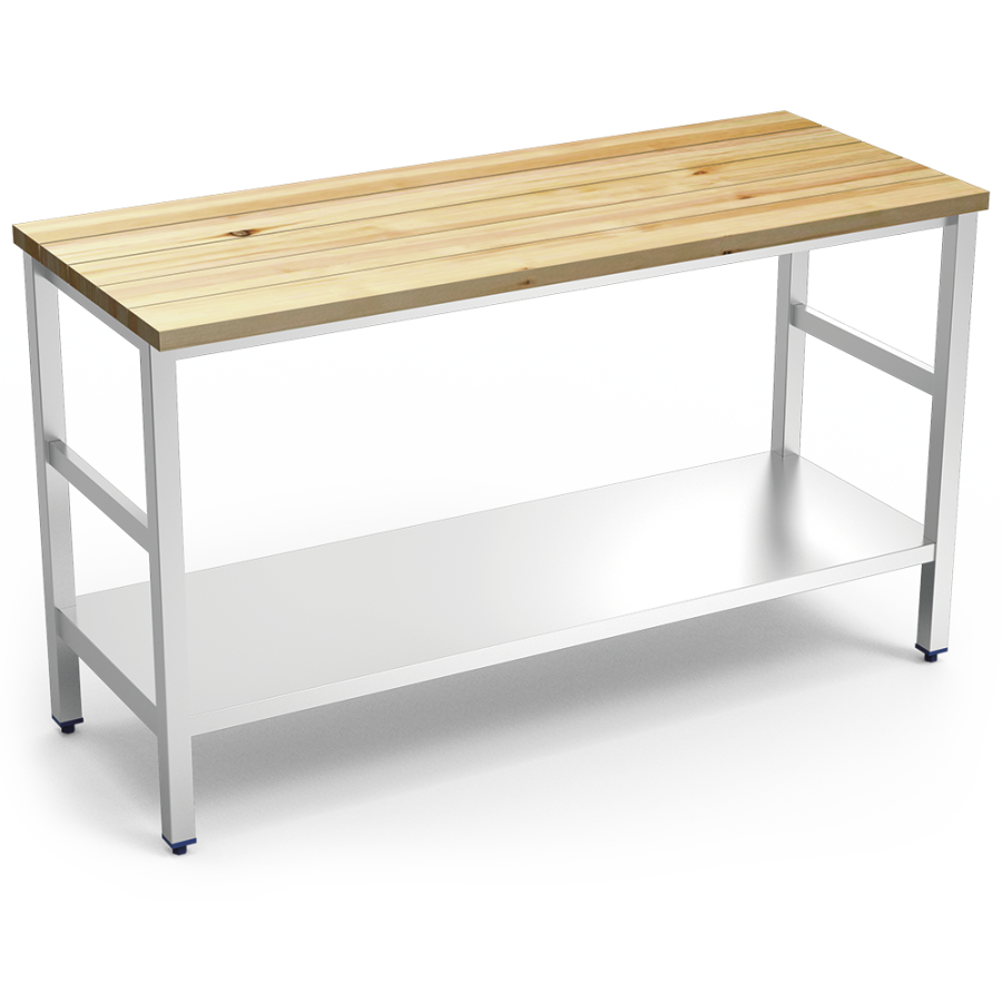 Fricosmos - Isla de cocina inox con encimera de madera 1500x600