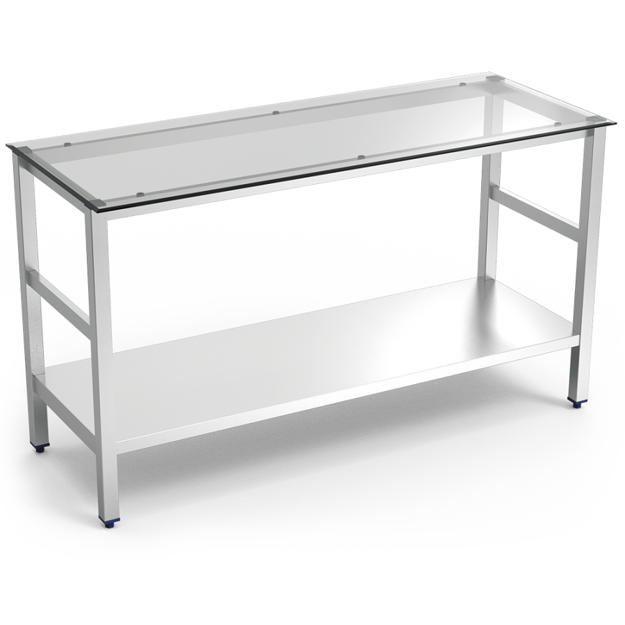 Fricosmos Mesa central inox con cristal translúcido profesional