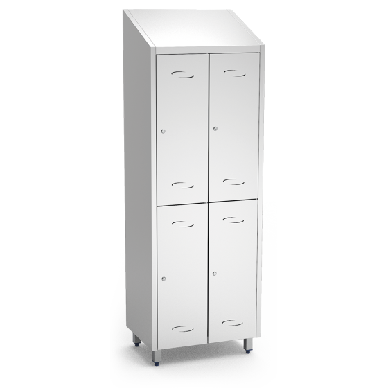 Fricosmos Taquilla mediana inox 4 puertas con 8 perchas