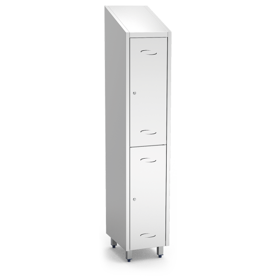 Fricosmos Taquilla pequeña inox 2 puertas 370x480x2010 mm
