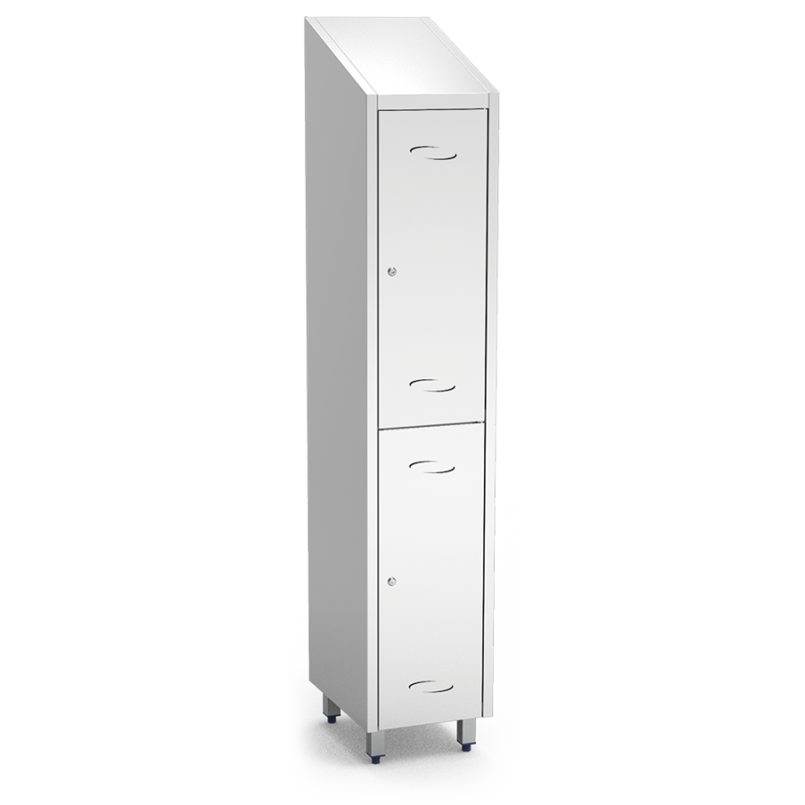 Fricosmos Taquilla pequeña inox 2 puertas 370x480x2010 mm
