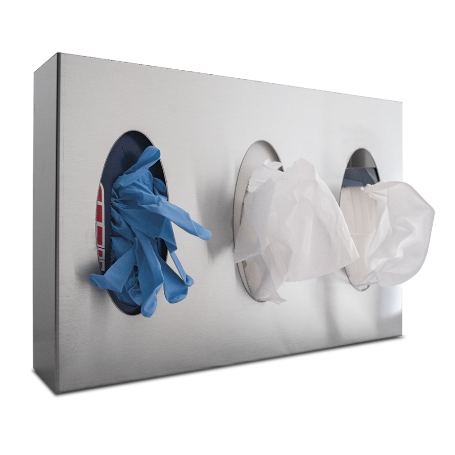 Dispensador de 3 cajas de tissues, guantes, toallas, etc
