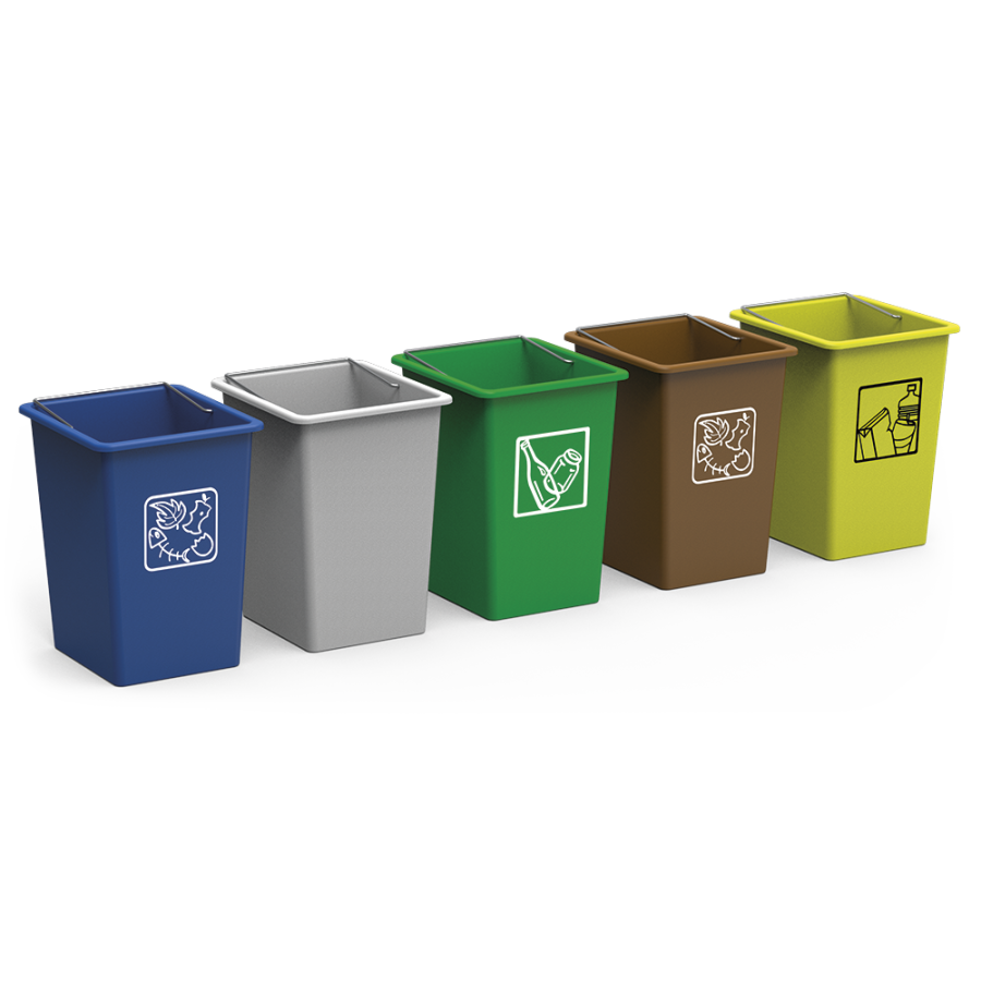 Contenedor AMARILLO de desperdicios y reciclaje 26 litros