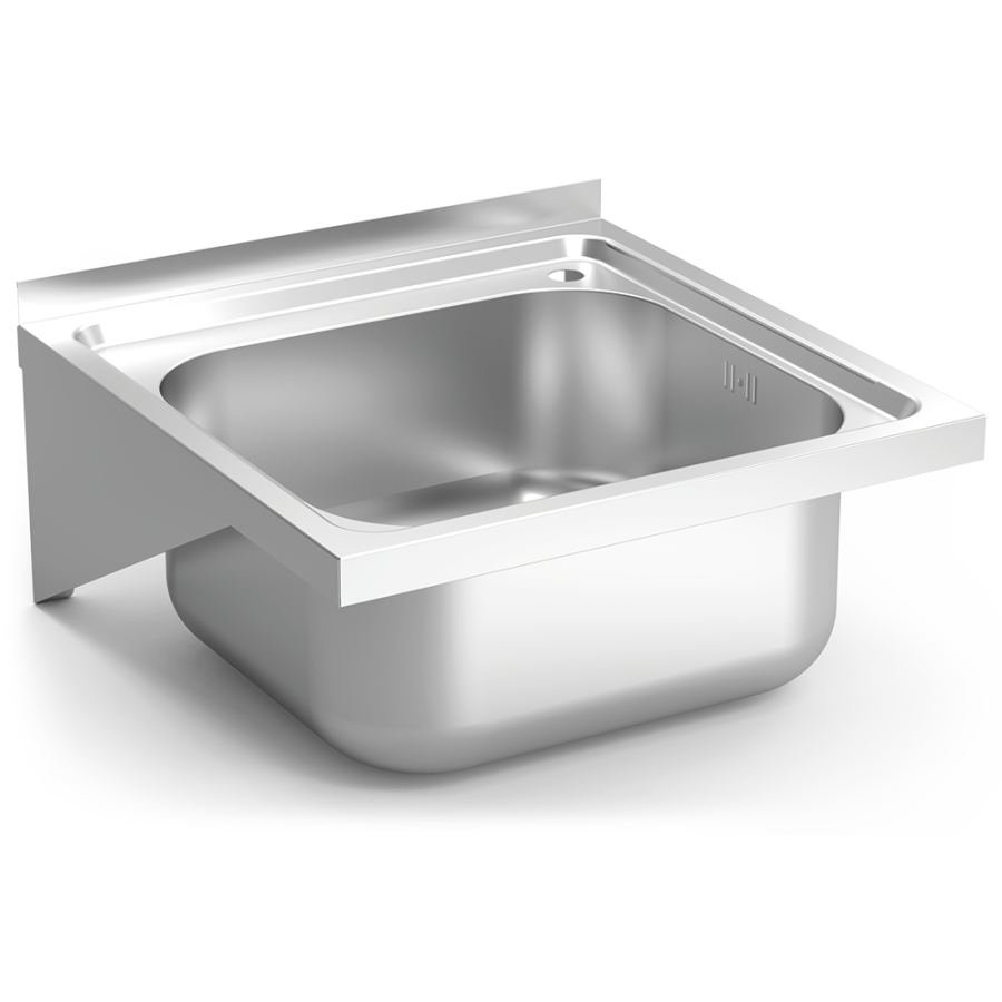 Fregadero Inox Mural Serie 450 | 1 Cubeta 37x34 cm | Instalación Colgante con Cartelas | 45x45 cm | Profesional