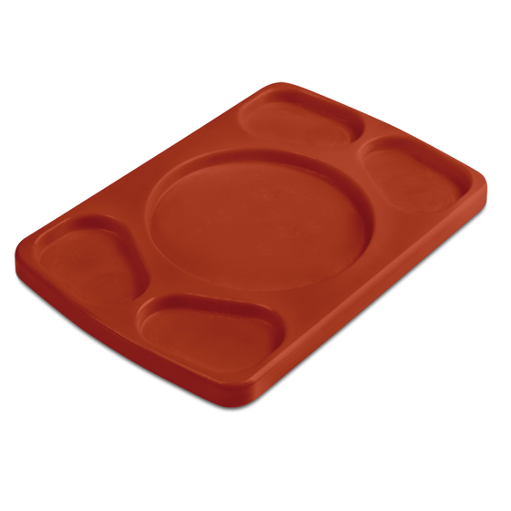 Fricosmos - Salsera rectangular 4 salsas de fibra roja
