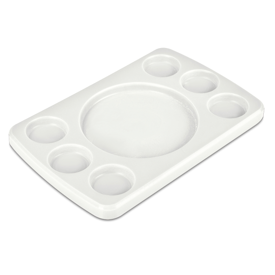Fricosmos - Salsera rectangular de fibra blanca para 6 salsas