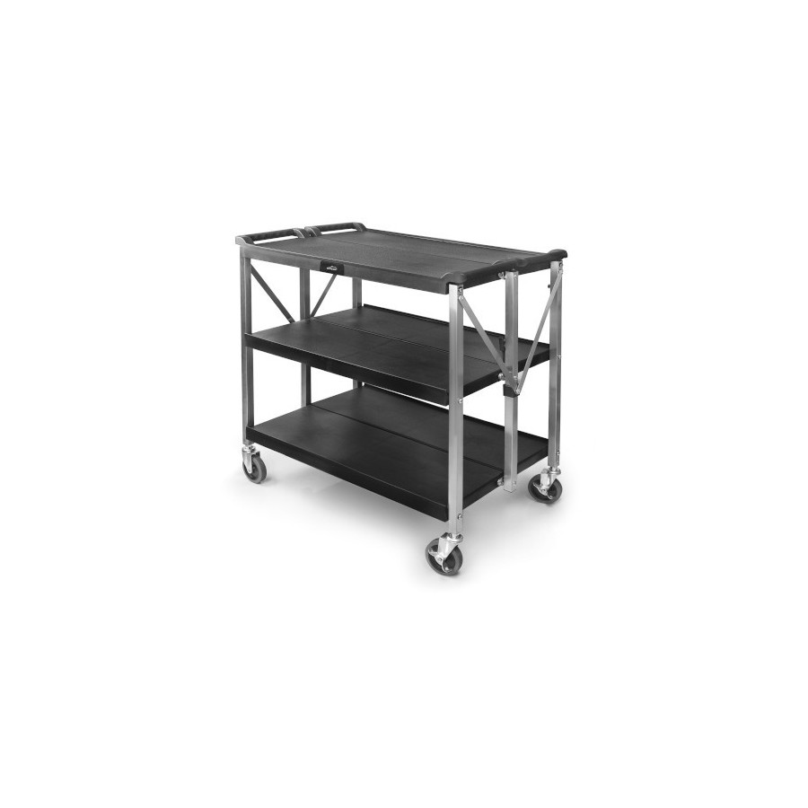 Carro de Servicio Plegable | 3 Bandejas | Acero Inox y Polipropileno Libre de BPA | Capacidad 90 kg | 93 x 51 x 93,5 cm