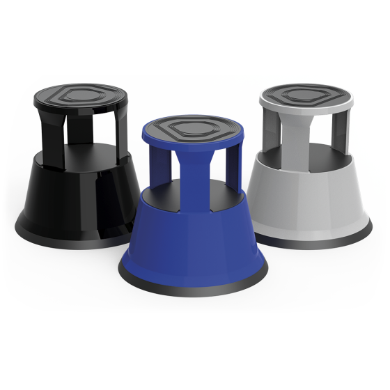 Fricosmos - Taburete azul con ruedas de acero laminado