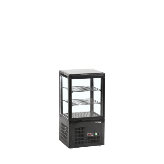 Vitrina de Sobremesa TEFCOLD UPD60-BLACK | Cuatro Caras de Cristal | 428x386x855 mm | Capacidad 58 L | Clase C