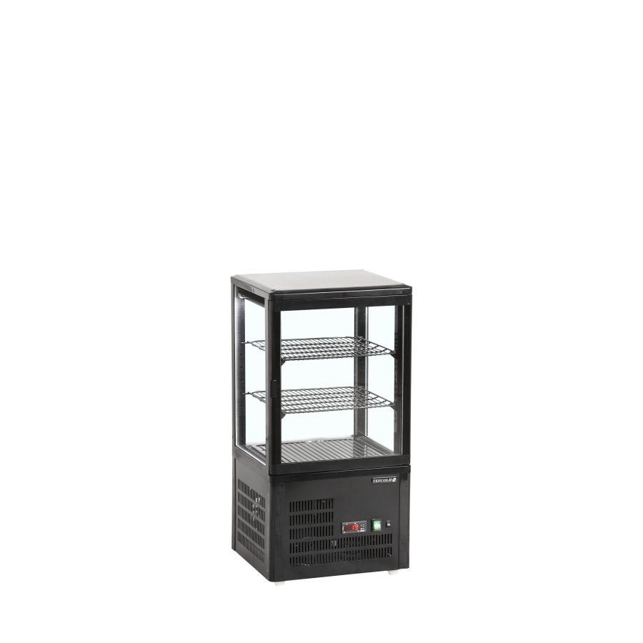Vitrina de Sobremesa TEFCOLD UPD60-BLACK | Cuatro Caras de Cristal | 428x386x855 mm | Capacidad 58 L | Clase C