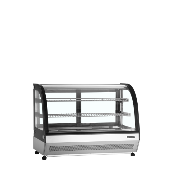 Vitrina de Sobremesa TEFCOLD LCT900C/BLACK | Cristal Curvo y Acero Inox | 900x560x670 mm | Capacidad 78 L | Clase C