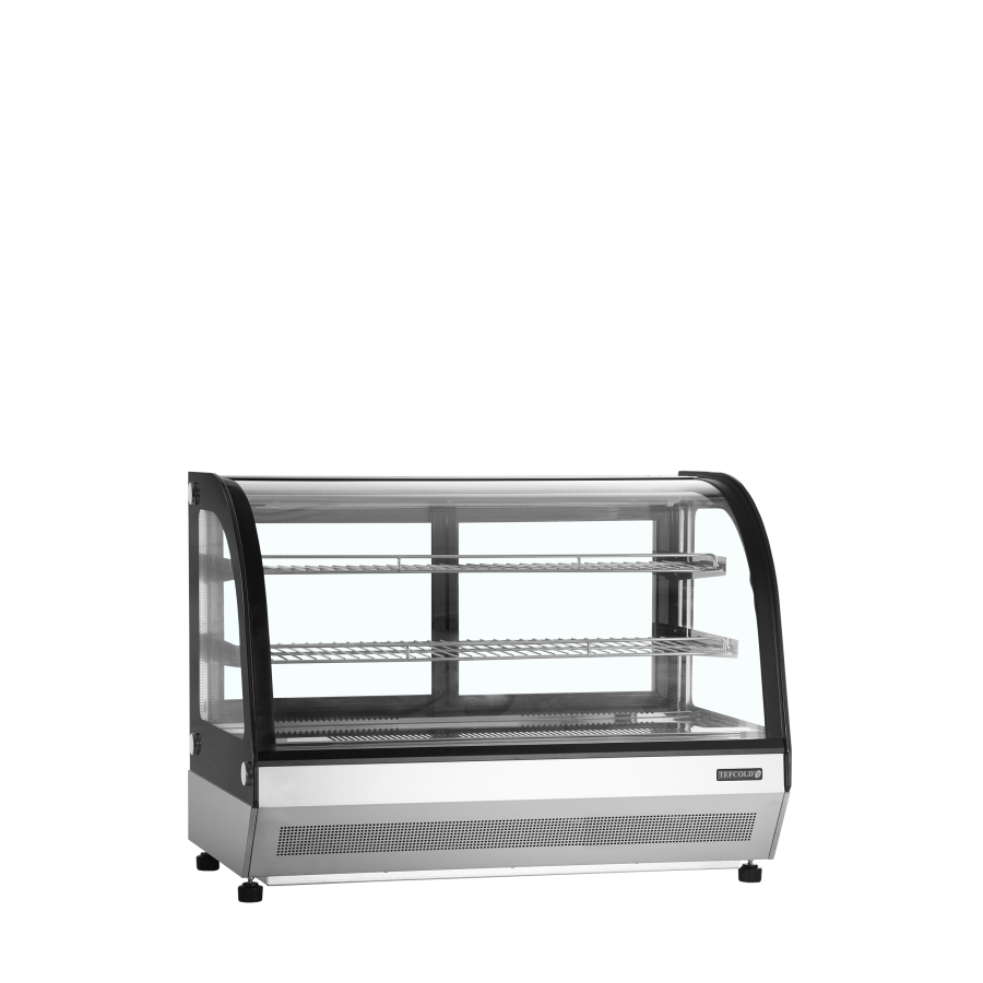 Vitrina de Sobremesa TEFCOLD LCT900C/BLACK | Cristal Curvo y Acero Inox | 900x560x670 mm | Capacidad 78 L | Clase C