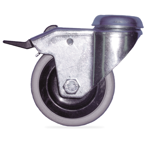 Fricosmos Rueda galvanizada con freno y goma Ø125 mm