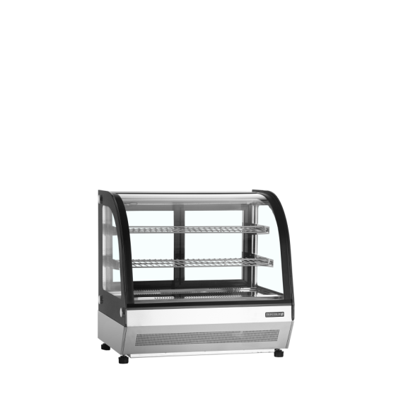 Vitrina de Sobremesa TEFCOLD LCT750C/BLACK | Cristal Curvo y Acero Inox | 700x560x670 mm | Capacidad 60 L | Clase C