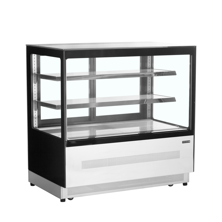 Vitrina de Exposición TEFCOLD LPD1200F/BLACK | Cristal Plano y Acero Inox | 1205x745x1209 mm | Capacidad 191 L | Clase D