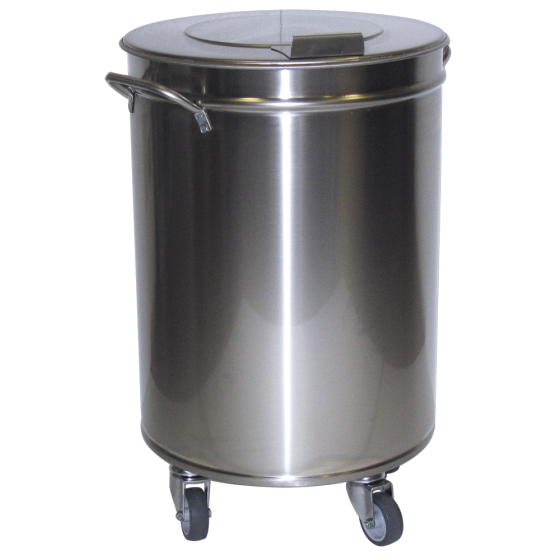 Fricosmos Contenedor inoxidable con tapa y ruedas 50 l