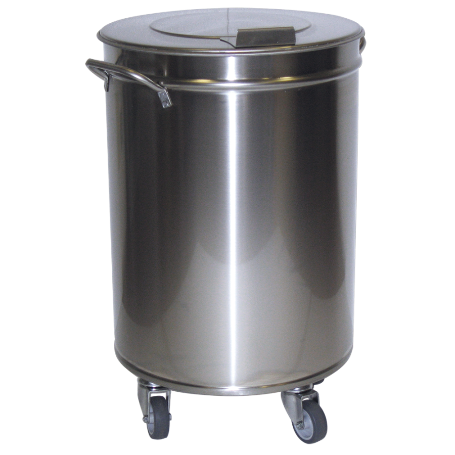 Fricosmos Contenedor inoxidable con tapa y ruedas 50 l