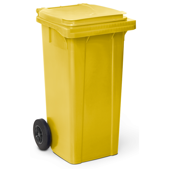 Fricosmos Contenedor de desperdicios amarillo con ruedas 120 l