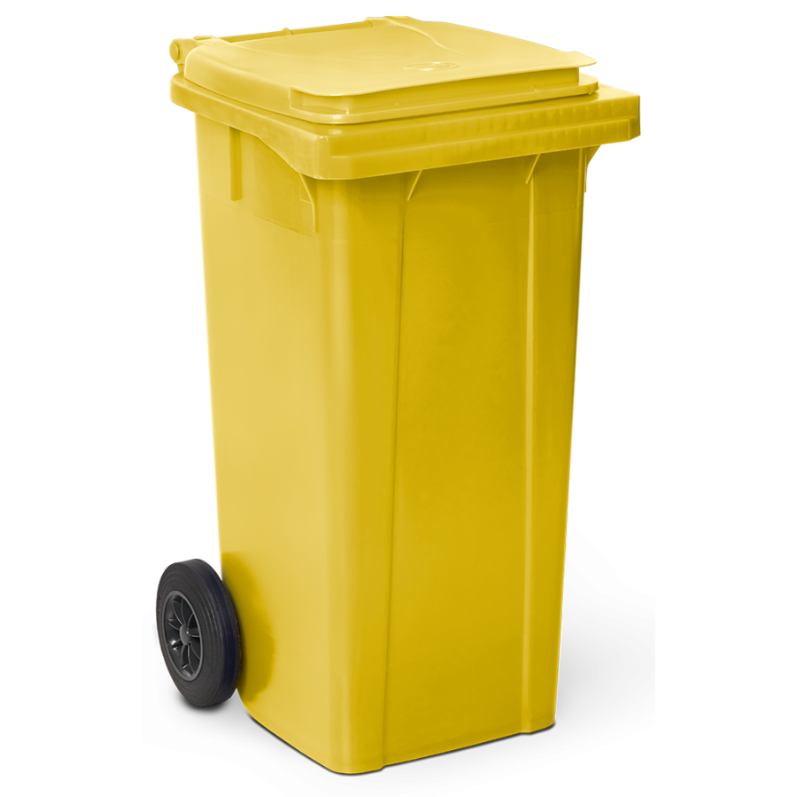 Fricosmos Contenedor de desperdicios amarillo con ruedas 120 l