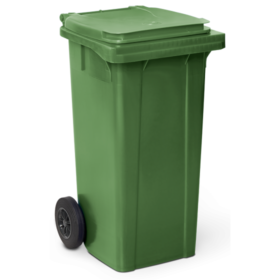 Fricosmos Contenedor de desperdicios verde con tapa y ruedas 120 L