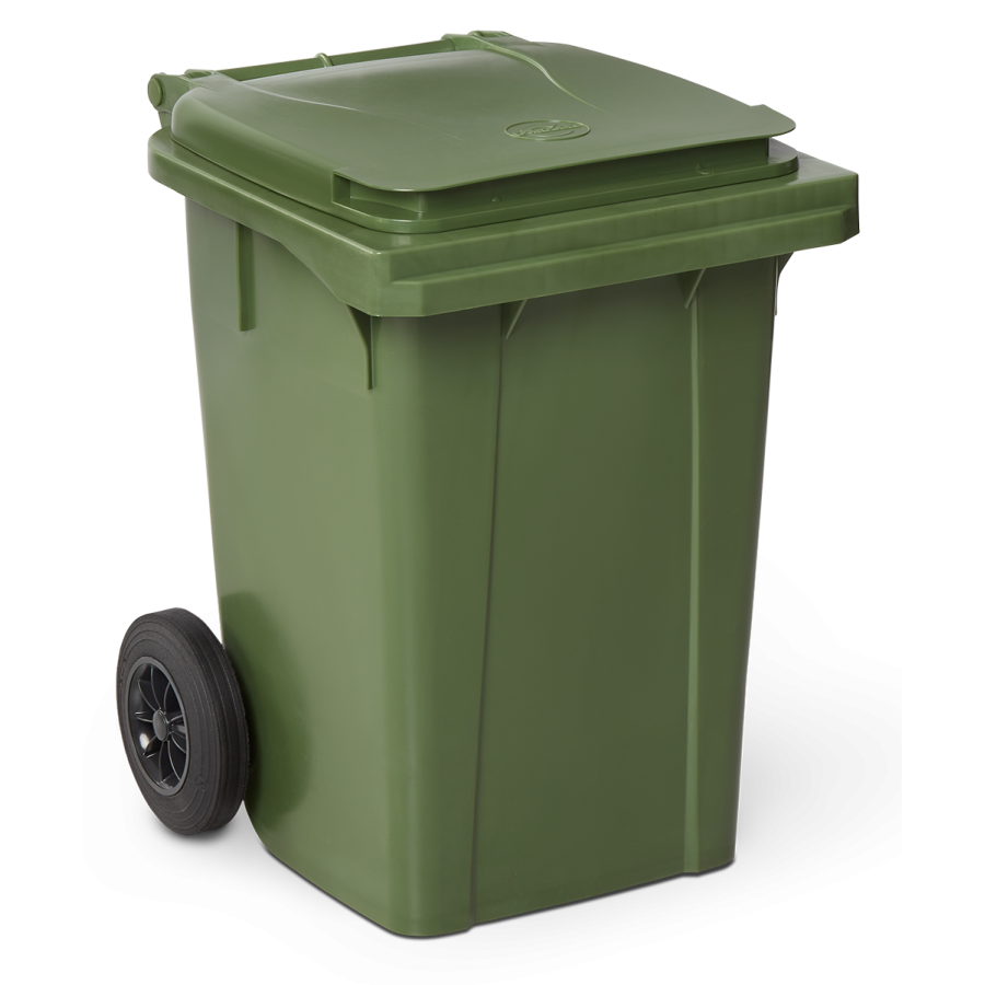 Fricosmos Contenedor de desperdicios verde con tapa y ruedas