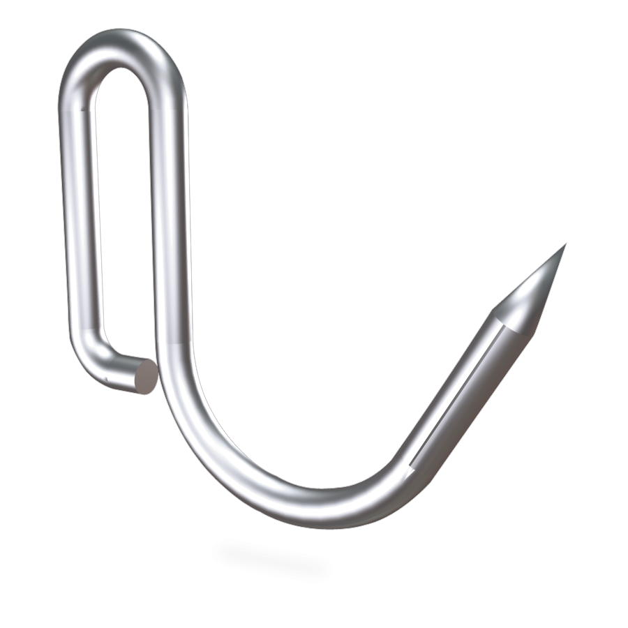 Fricosmos Gancho de varilla inox J con pestaña, 10 unidades